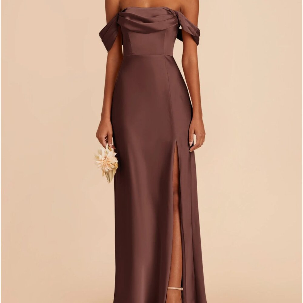 Mia Dress Matte Satin Chocolate Brown Size Small